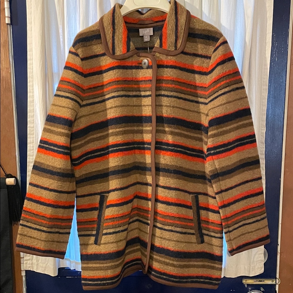 J. Jill Tan and Orange Wool Blend Jacket